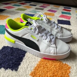 Puma White and Black Women’s Sneakers with Neon Accents